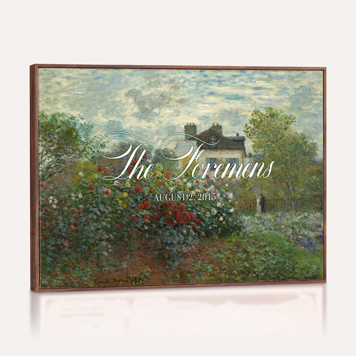 58886211-MCV-HS-36X24 - Wedding Easel Sign | Personalized Cottage Garden Vintage Canvas | Framed Welcome Sign for Ceremony