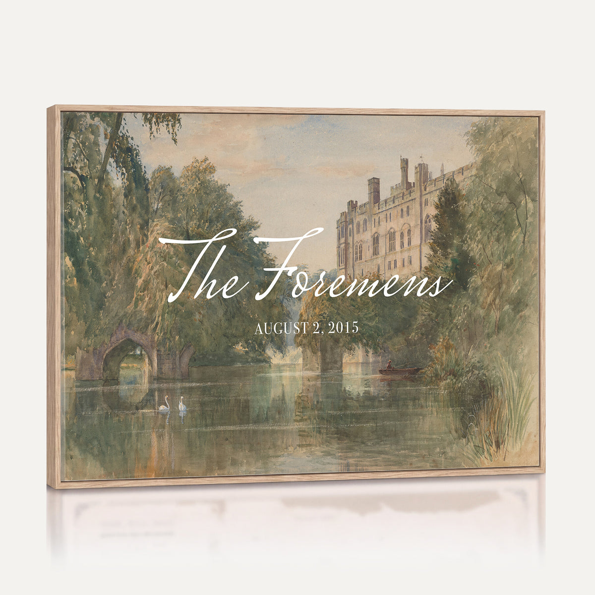 41425019-MCV-HS-36X24 - Personalized Family Name Sign | Lakeside Manor Vintage Landscape Canvas | Wedding Gift