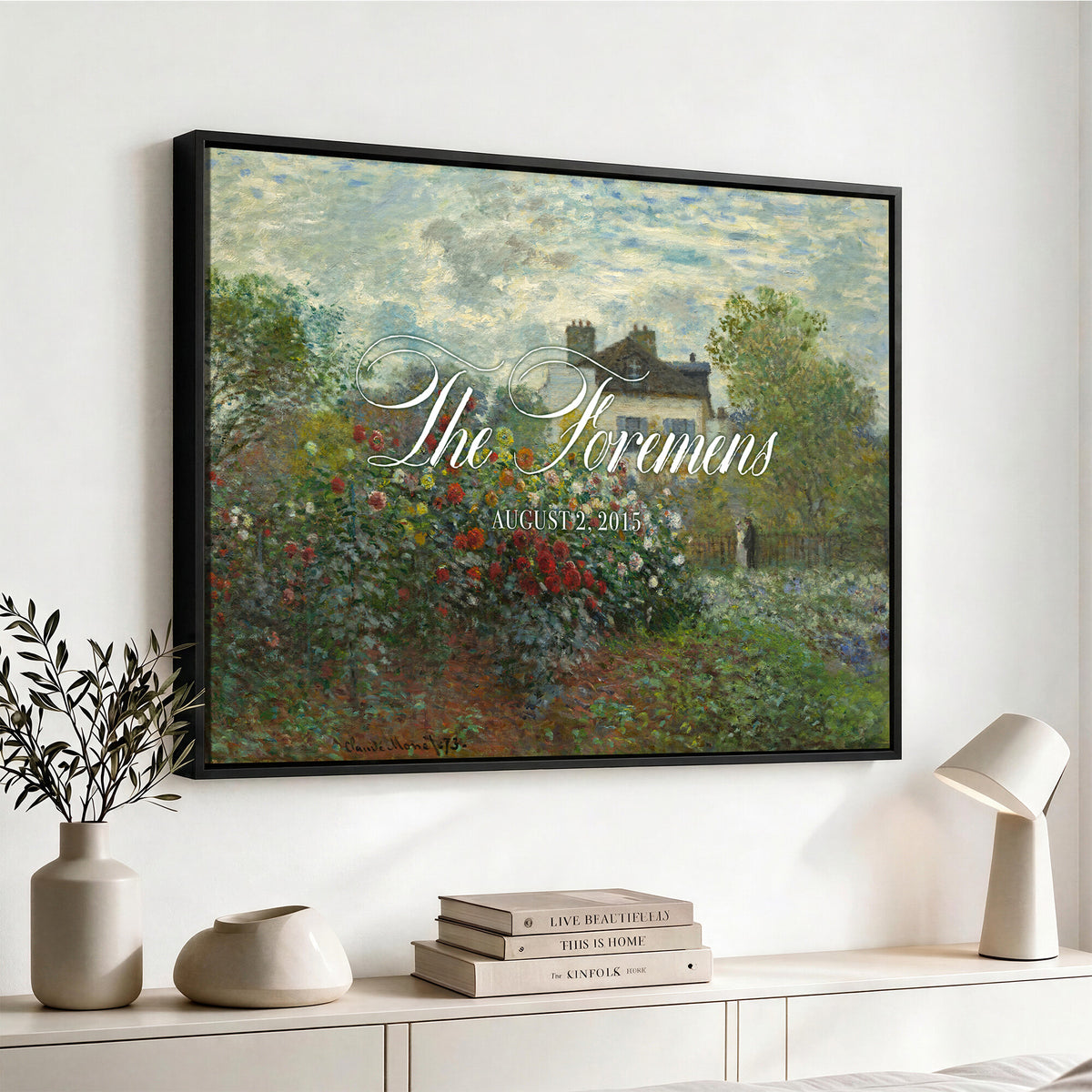 58886211-MCV-HS-36X24 - Wedding Easel Sign | Personalized Cottage Garden Vintage Canvas | Framed Welcome Sign for Ceremony