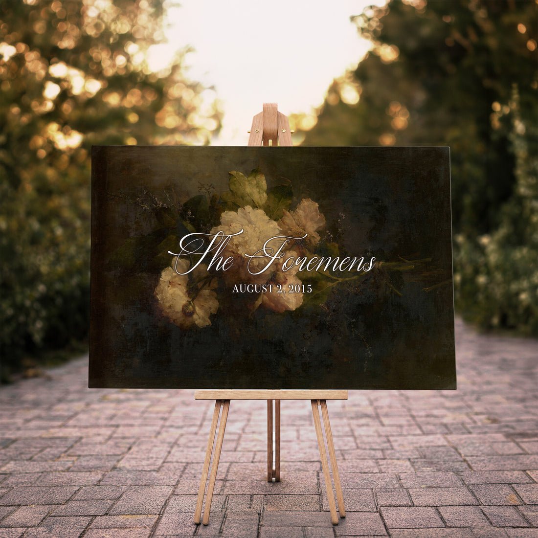 Personalized Family Name Sign | Cream Blooms Vintage Floral Canvas | Wedding Gift