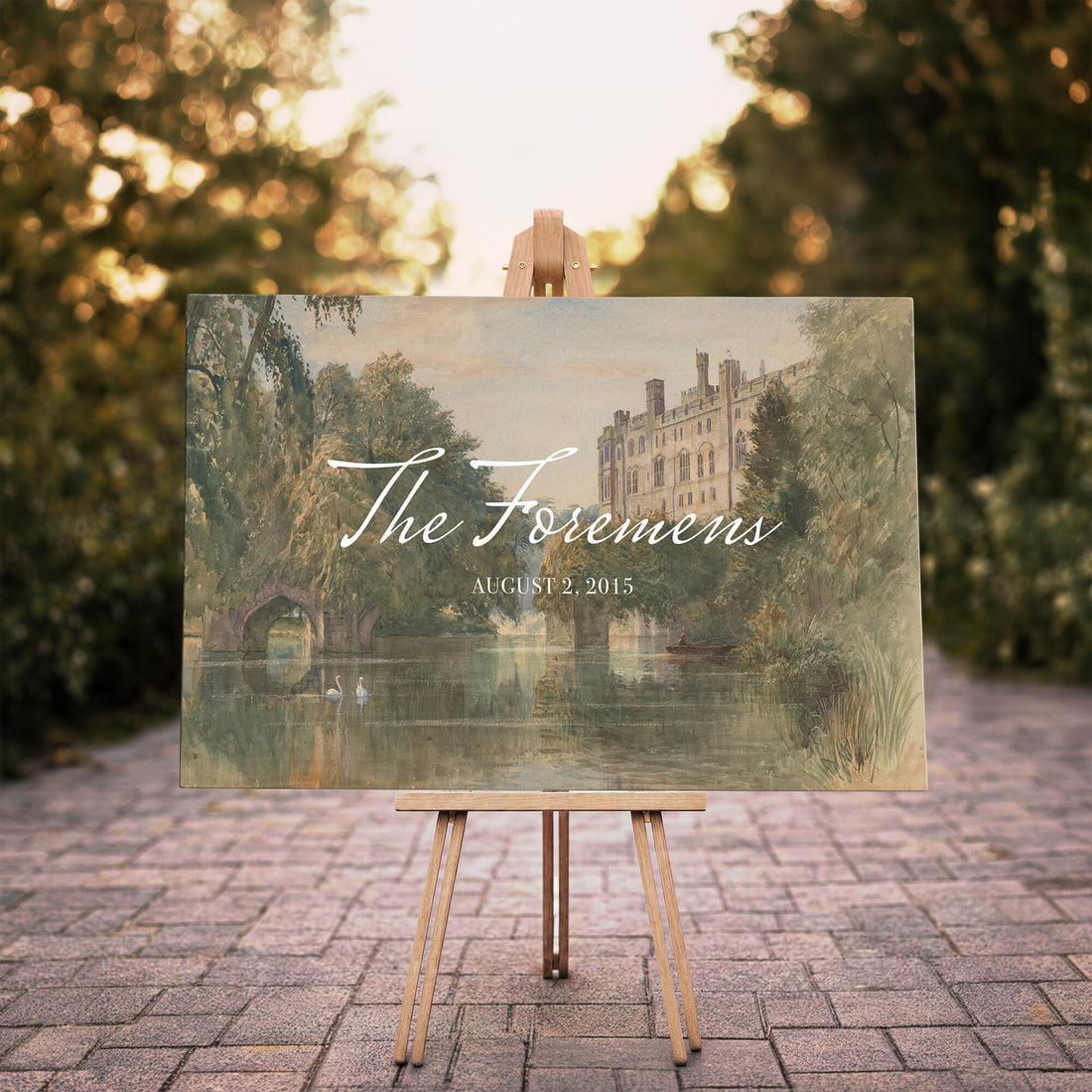 Personalized Family Name Sign | Lakeside Manor Vintage Landscape Canvas | Wedding Gift