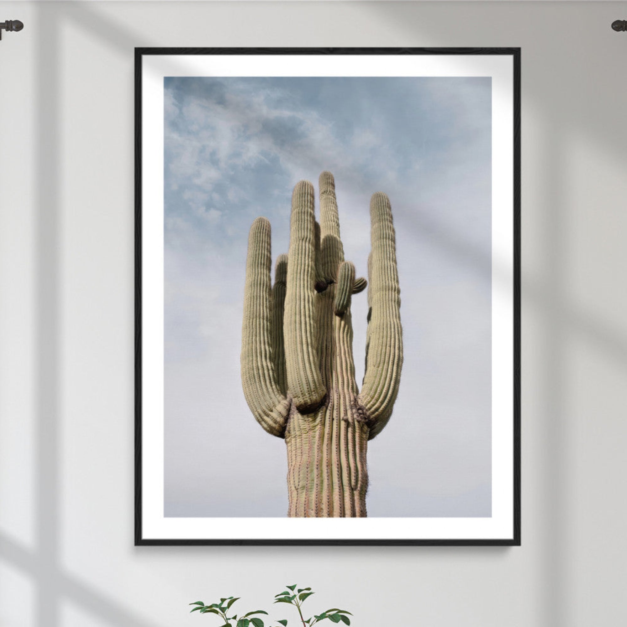 44868276-MGC-FP-36x24_Black-Saguaro Cactus Wall Art Canvas Print – Framed Earthy Desert Landscape Warm Botanical Nature Artwork for Home Office