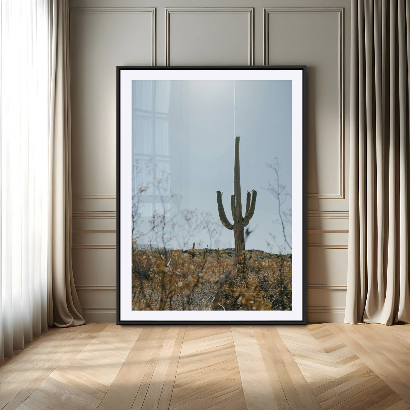 72537171-MGV-CV-24X36-Saguaro Cactus Wall Art Canvas Print – Framed Southwestern Desert Landscape Nature Scene Artwork for Home Office