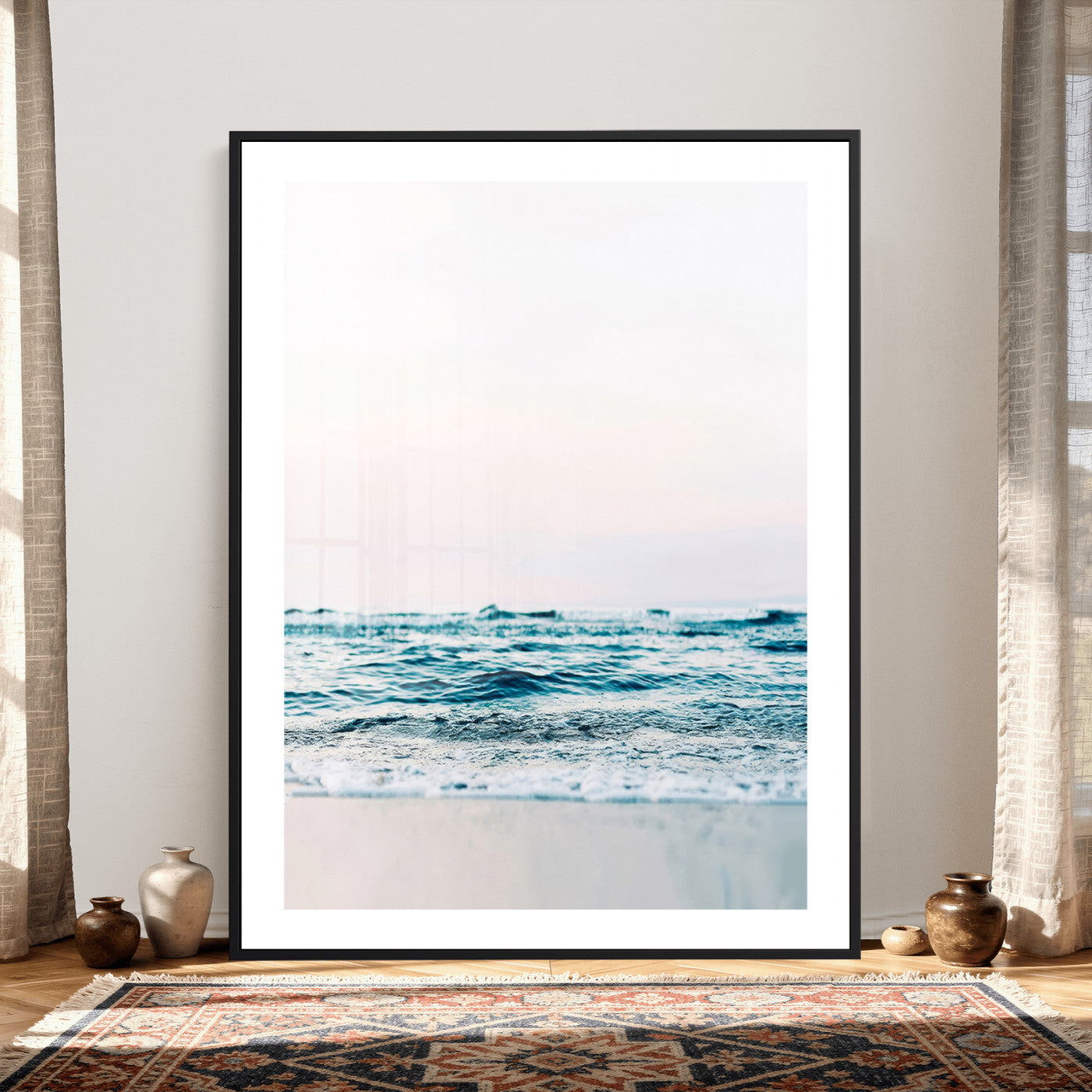 75569715-MGV-CV-24X36 - Minimal Ocean Wave Wall Art Canvas Print – Coastal Seascape Artwork for Living Room, Bedroom, and Office Decor