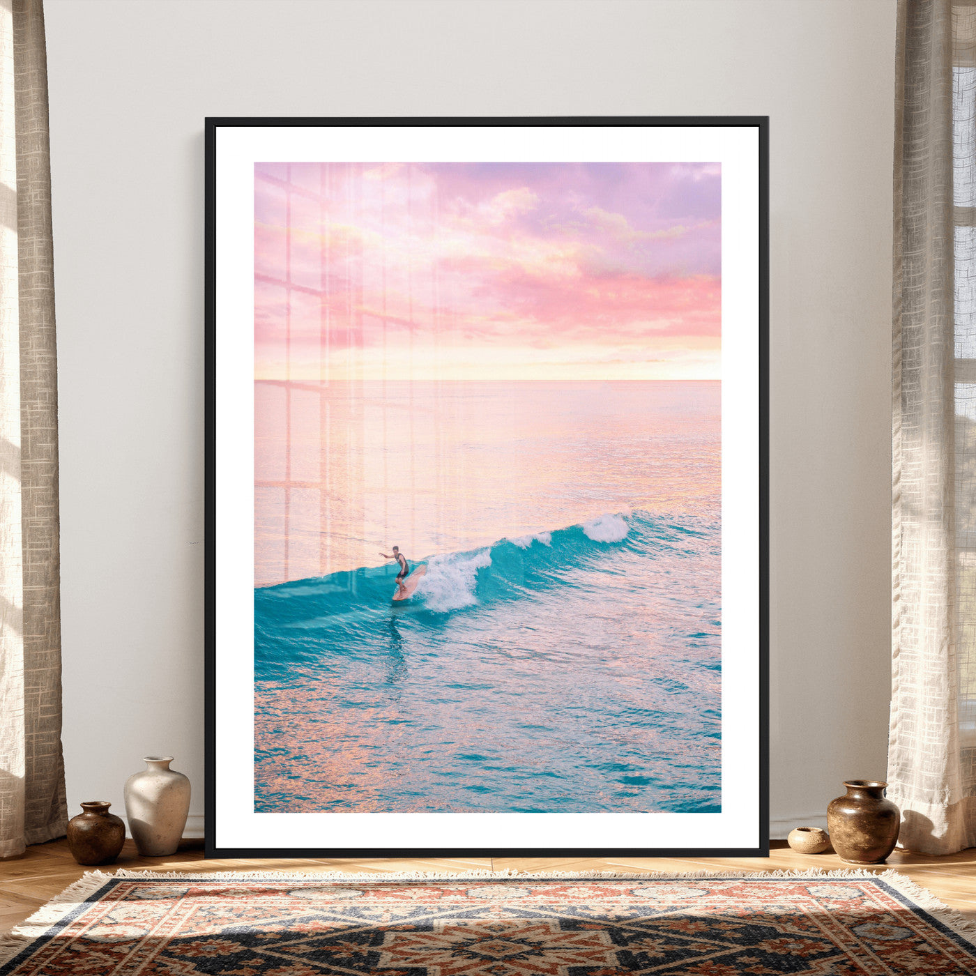 44011962-MGV-CV-24X36 - Sunset Surf Wall Art Canvas Print – Coastal Ocean Photography Artwork Print for Living Room, Beach House, and Relaxing Home Decor