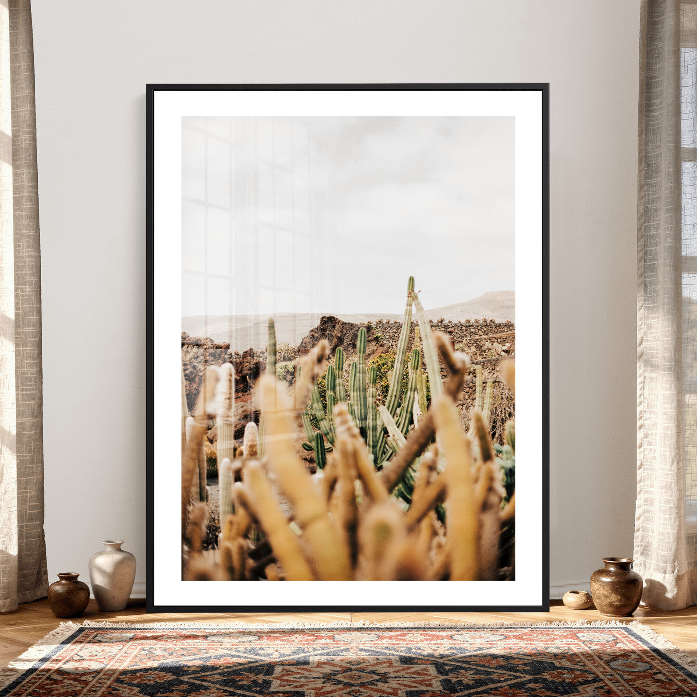 98315769-MGV-CV-24X36 - Minimal Desert Cactus Wall Art Canvas Print, Neutral Southwestern Landscape Nature Wall Decor for Modern Home