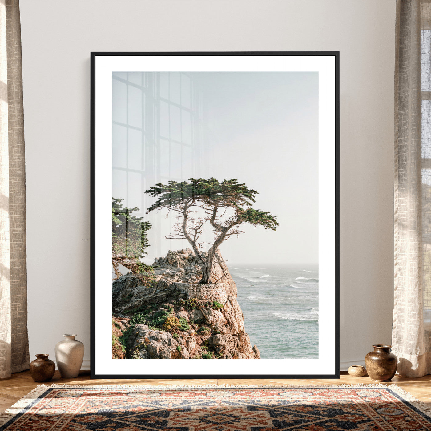 68839391-MGV-CV-24X36 - Lone Cypress Canvas Wall Art, Pebble Beach California Photography Print, Coastal Tree Ocean Decor, Monterey Nature Art, Minimalist Wall Art