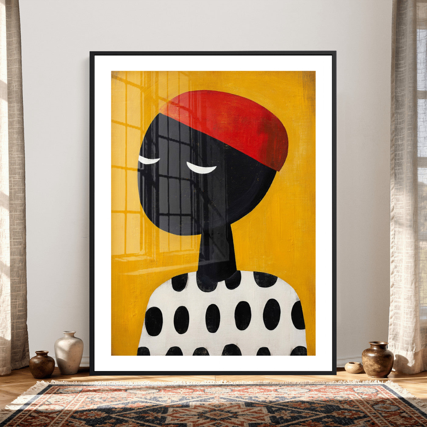 89224103-MGV-CV-24X36 - Abstract Portrait Wall Art Canvas Print, Framed Modern Figurative Artwork, Minimalist Contemporary Statement Wall Decor
