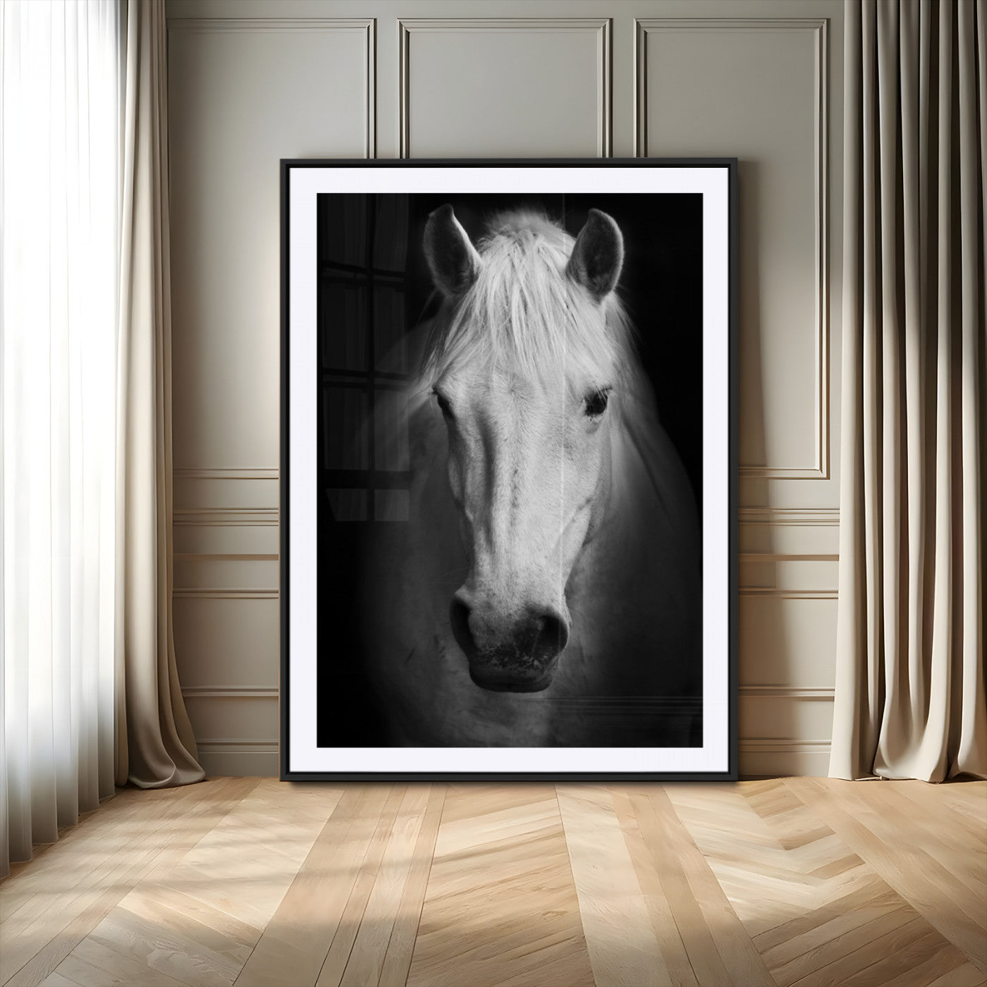 -Large Wall Art White Horse Canvas Print