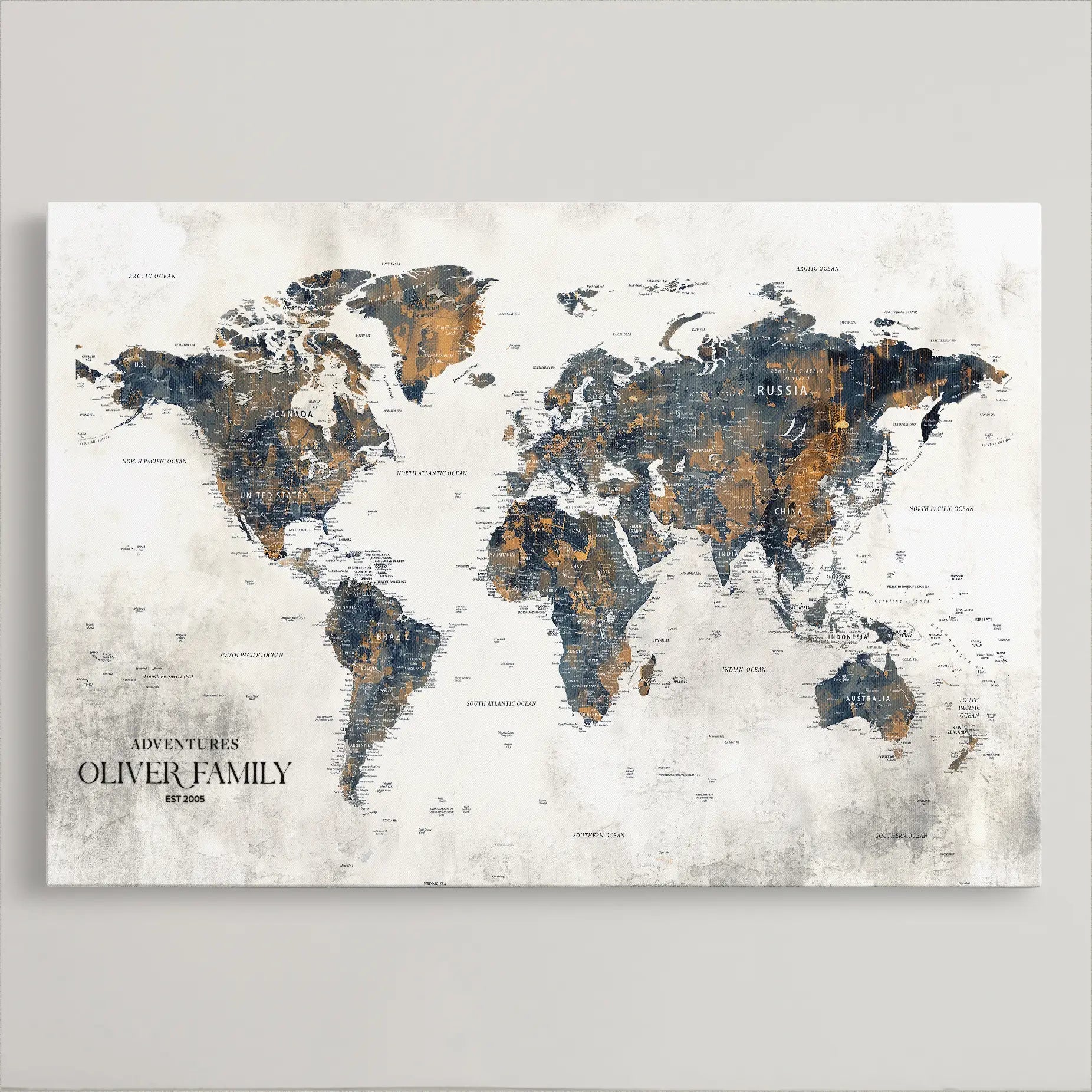 -Personalized Push Pin World Map Canvas – Custom Framed Travel Tracker Wall Art, Large Adventure Map with Pins for Home, Office