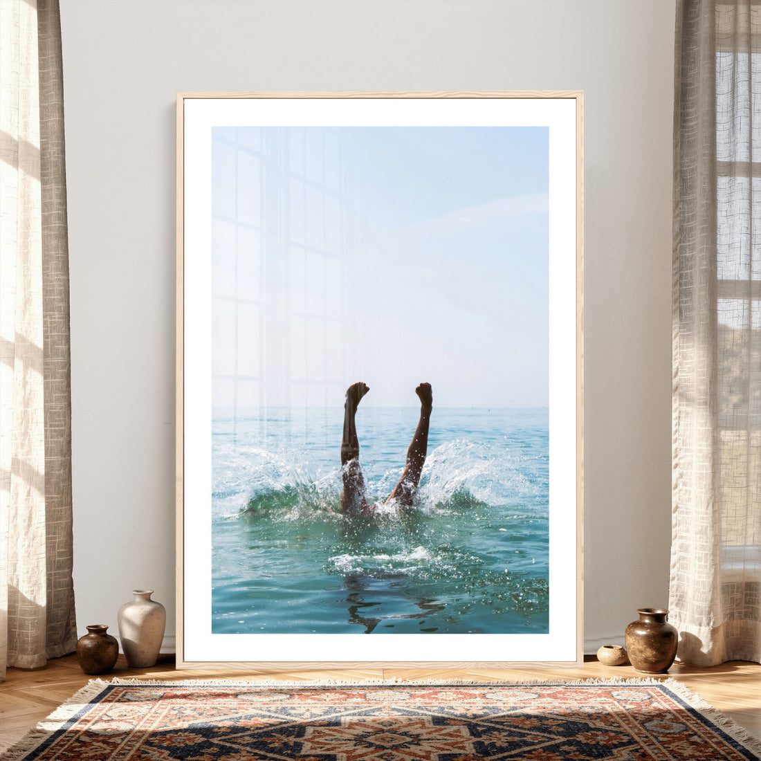 Splash Dive Wall Art | Ocean Waves Canvas Print, Summer Swim