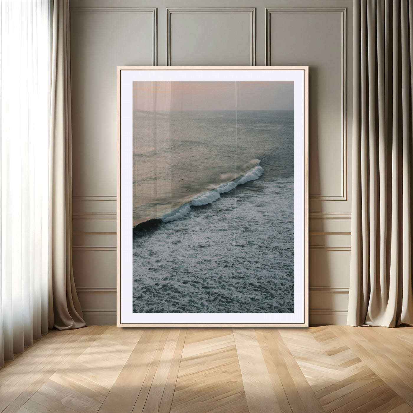 -Ocean Waves Wall Art Canvas Print – Framed Coastal Serenity Relaxing Ocean Scene Artwork for Home Office