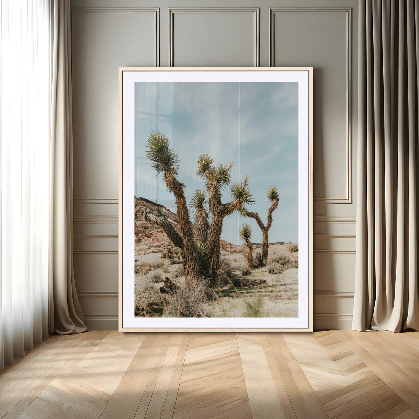 -Joshua Tree Desert Canvas Print Southwestern Boho Landscape Wall Art Rustic Nature Scene for Home, Office Decor