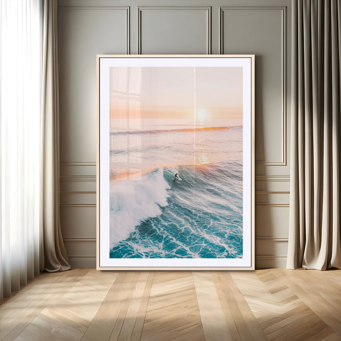 Pastel Ocean Wall Art, Serene Sea Waves, Tranquil Coastal Landscape Canvas Print
