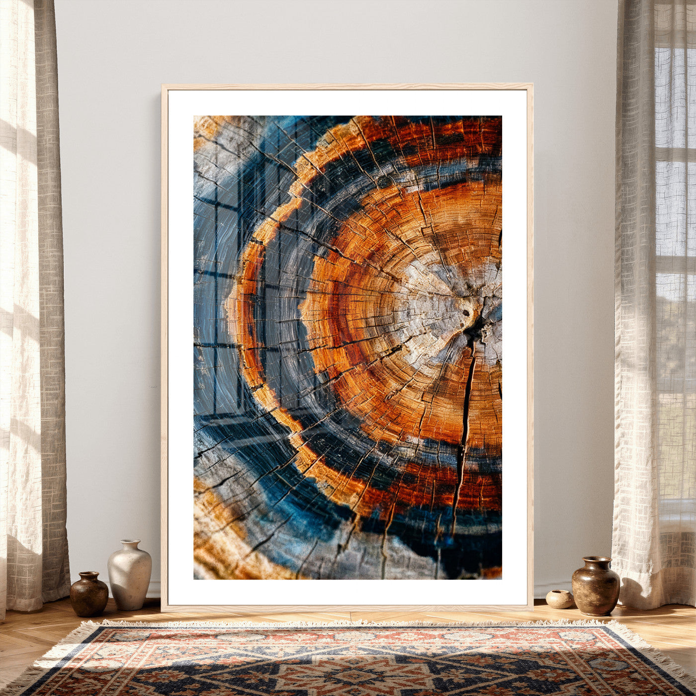 92693966C-MGV-CV-24X36 - Abstract Wood Grain Canvas Print, Tree Ring Pattern Wall Art, Framed Canvas Ready to Hang