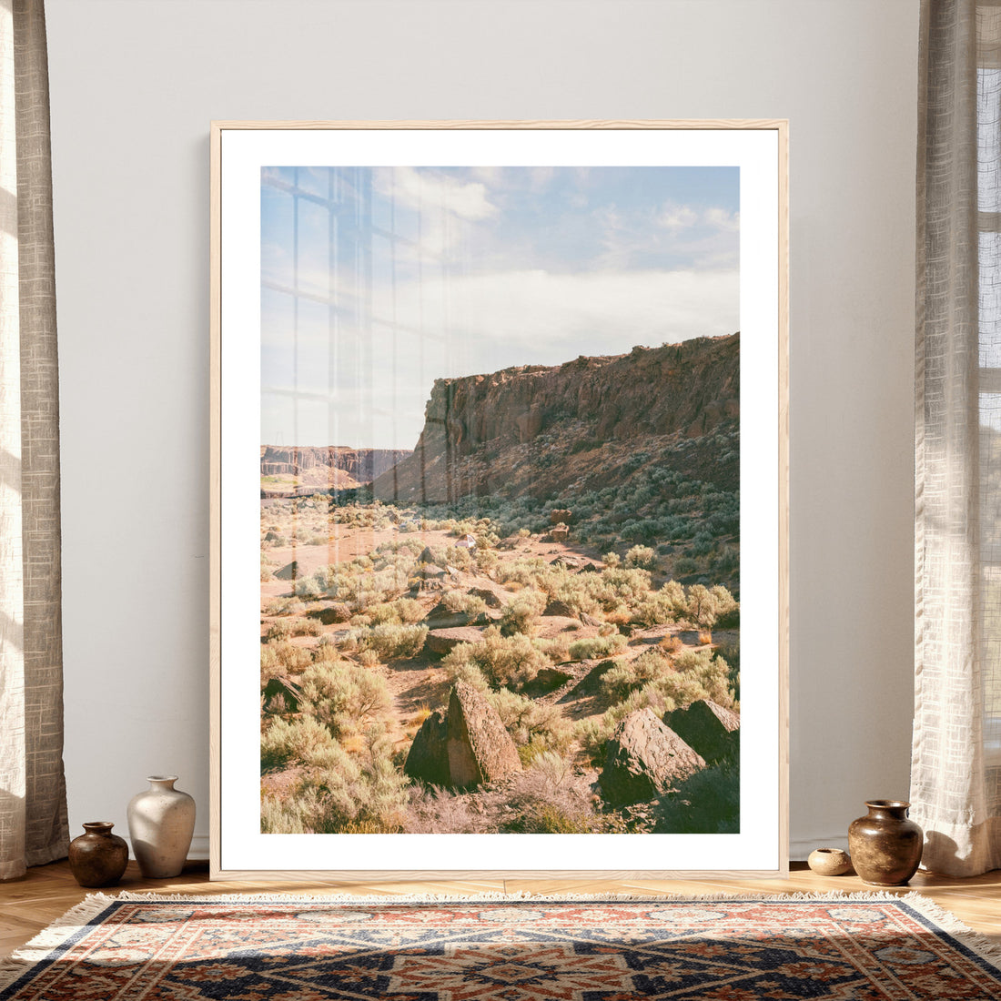 Desert Canyon Landscape Wall Art Canvas Print, Minimal Southwest Decor
