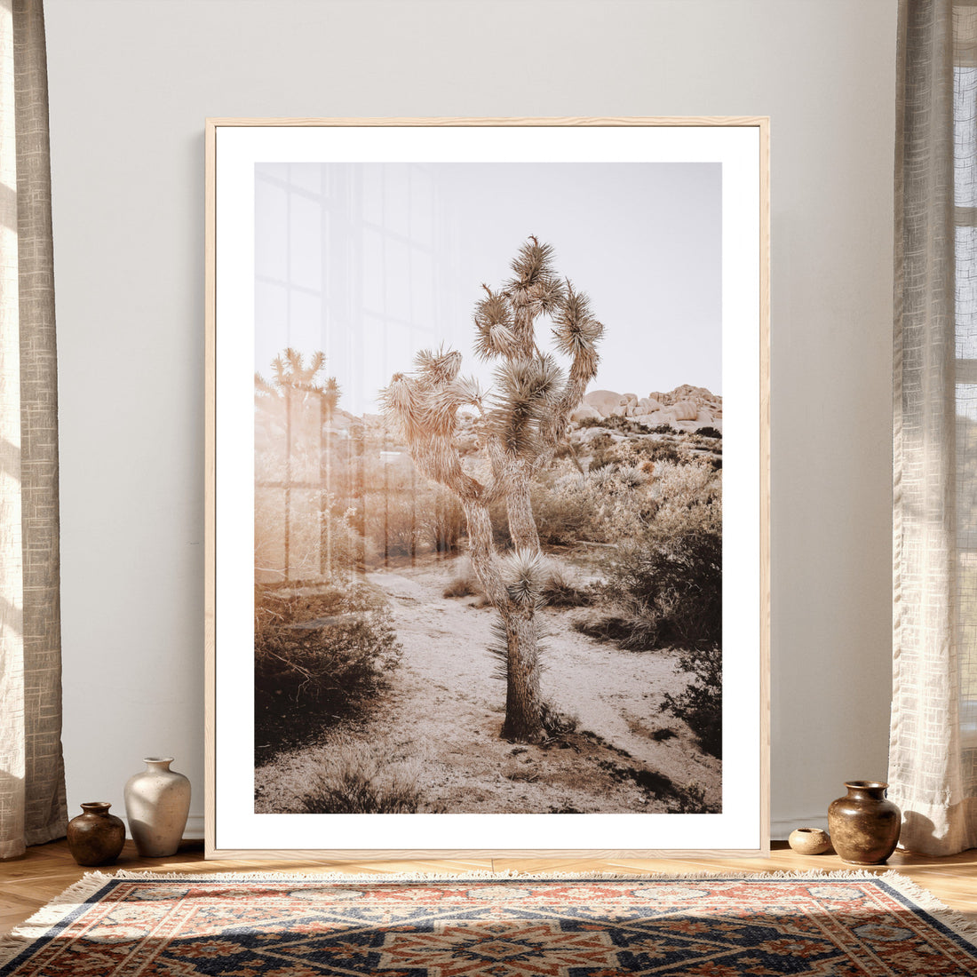Joshua Tree Desert Wall Art Canvas Print, Minimal Southwest Boho Decor