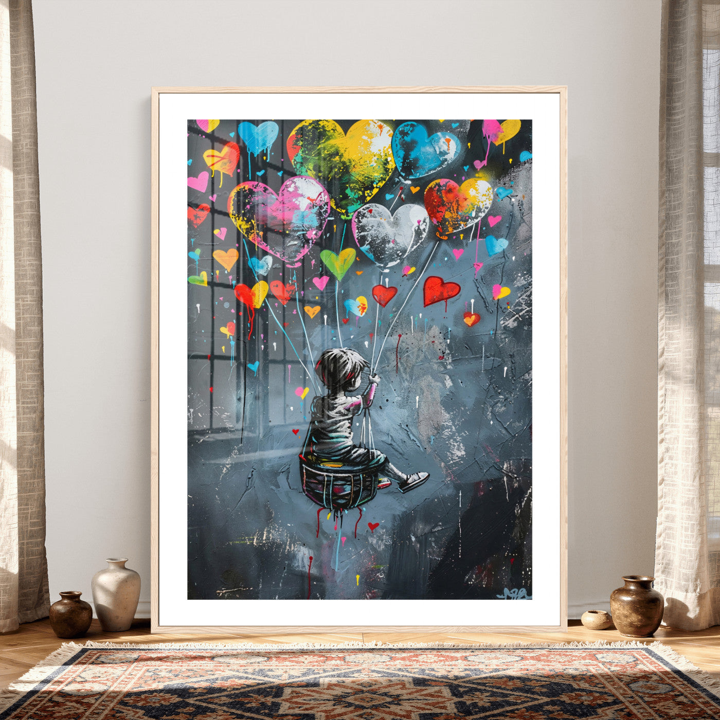 3812625445543-MGV-CV-24X36 - Banksy Balloon Canvas,Banksy Grafitti Art, Balloon Poster, Banksy Art, Wall Art Canvas Design, Ready To Hang Decoration,Wall Art