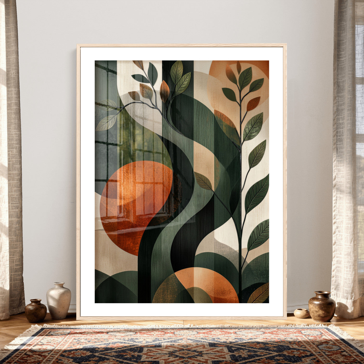 82797335-MGV-CV-24X36 - Abstract Green Flowers Wall Art Canvas Print