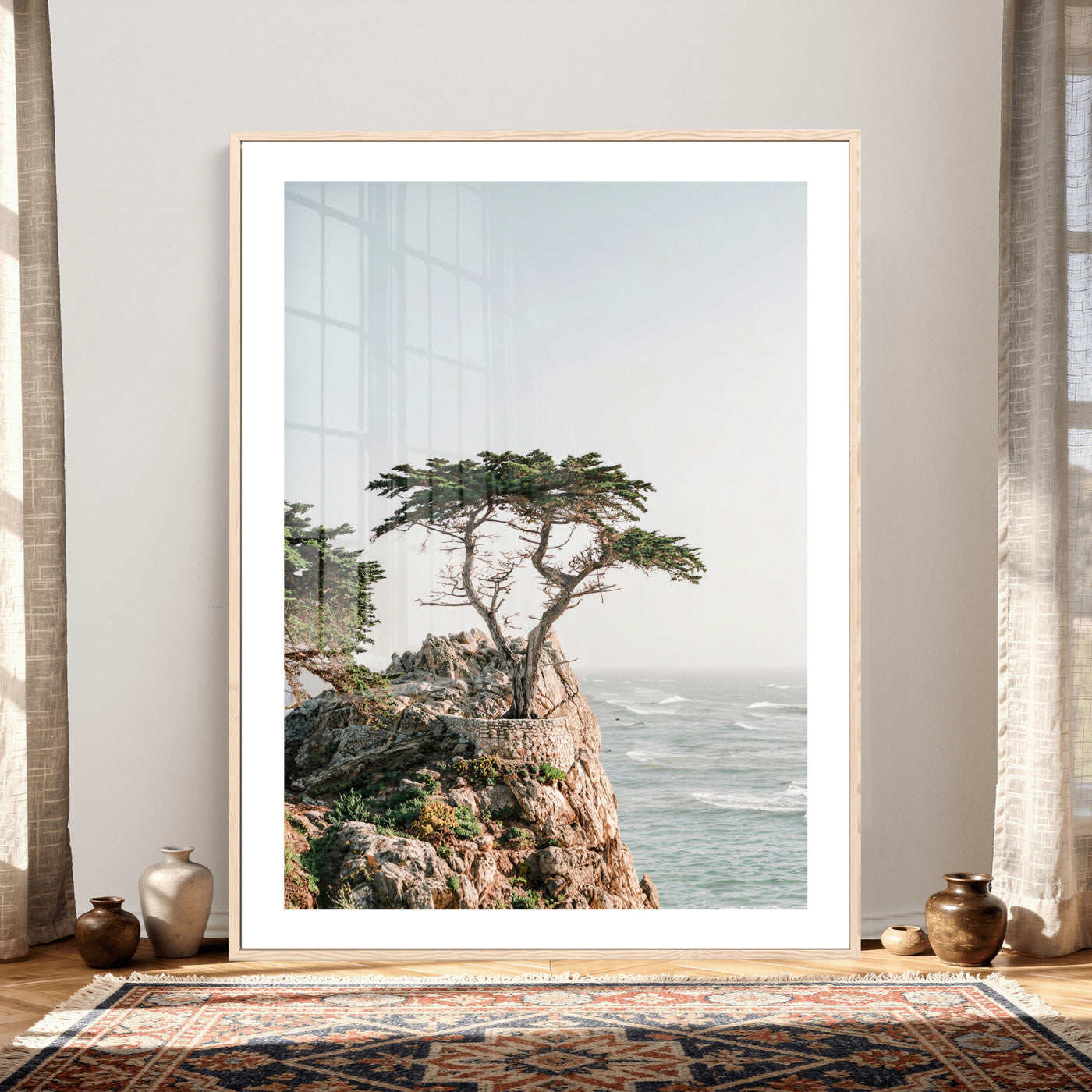 68839391-MGV-CV-24X36 - Lone Cypress Canvas Wall Art, Pebble Beach California Photography Print, Coastal Tree Ocean Decor, Monterey Nature Art, Minimalist Wall Art