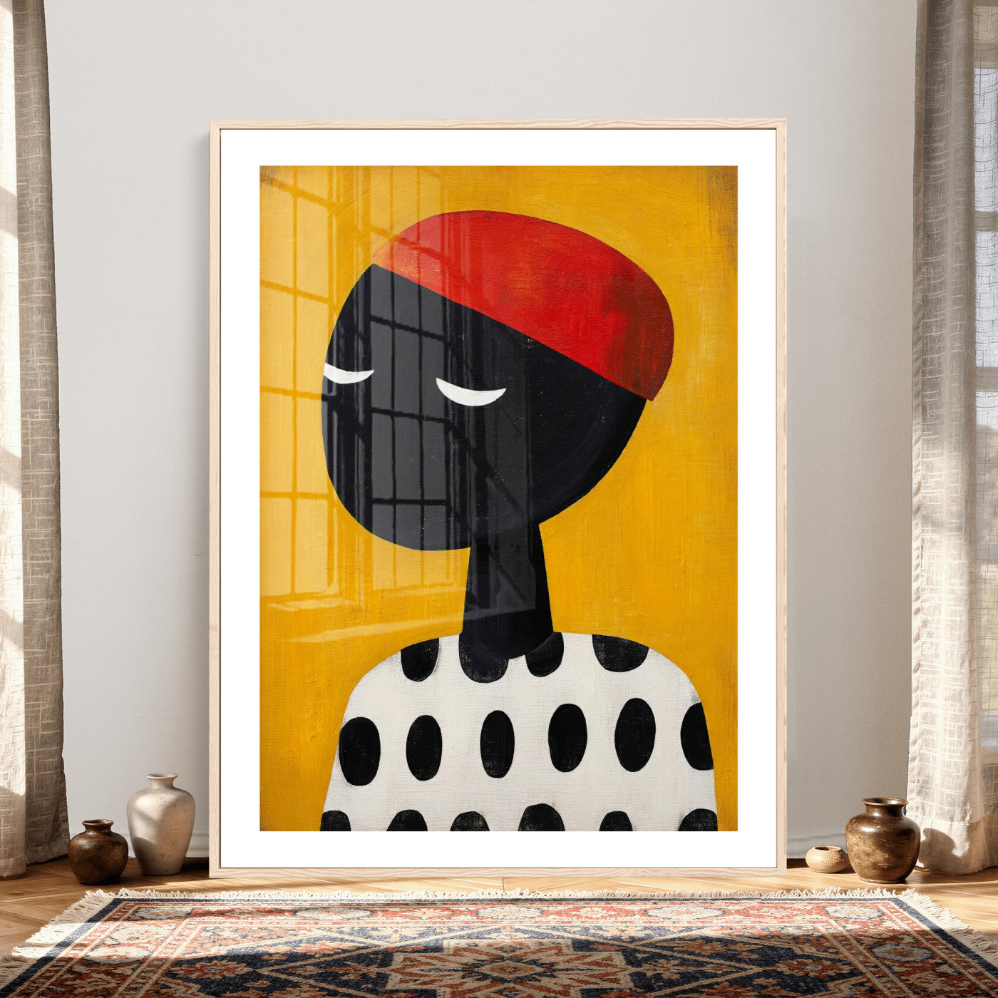 89224103-MGV-CV-24X36 - Abstract Portrait Wall Art Canvas Print, Framed Modern Figurative Artwork, Minimalist Contemporary Statement Wall Decor