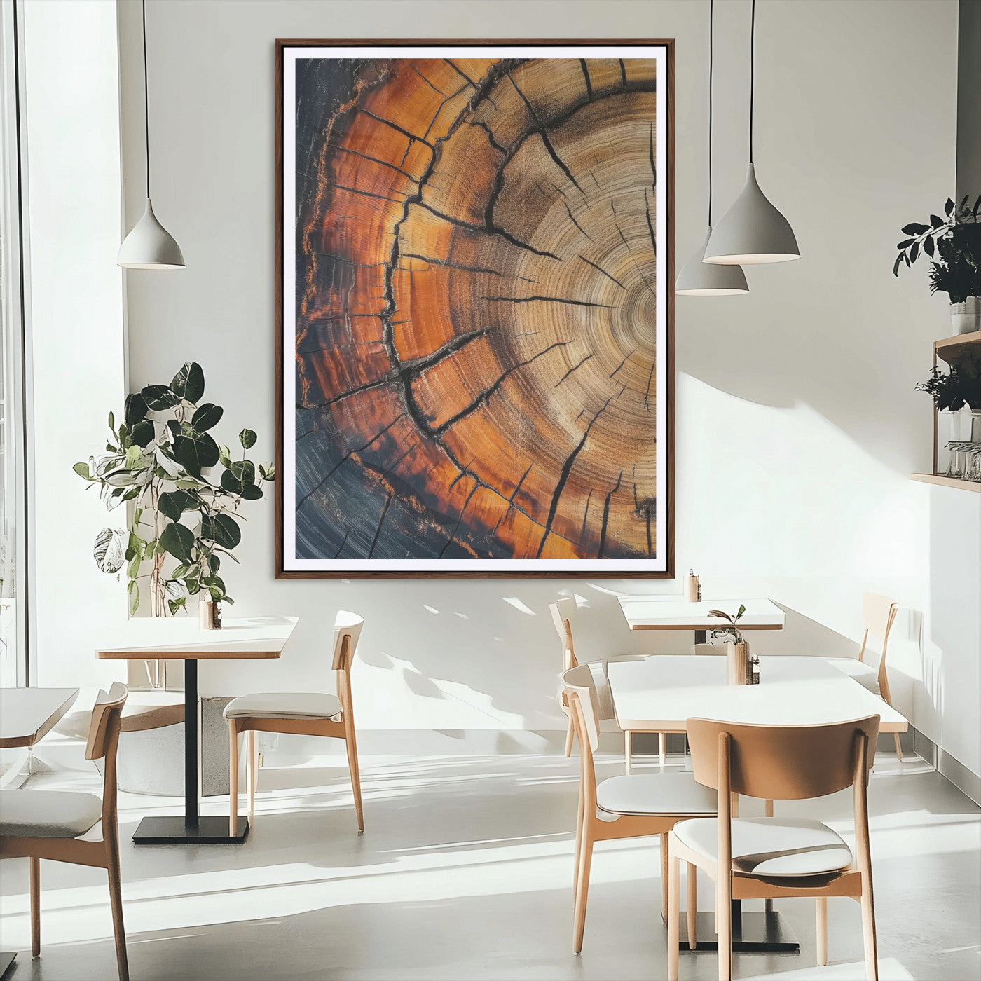 33751185-MGC-FP-24x36_Walnut-Tree Rings Wall Art Canvas Print – Rustic Wood Grain Texture Natural Pattern Warm Earthy Artwork for Home Office