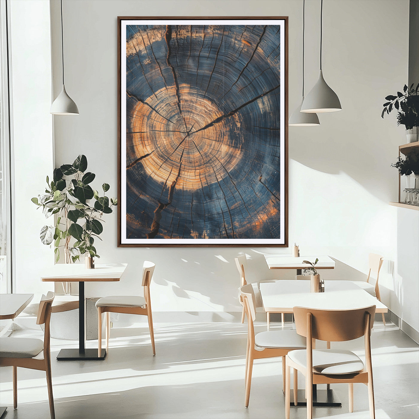 32486414-MGC-FP-24x36_Walnut-Tree Rings Wall Art Canvas Print – Framed Rustic Wood Grain Texture Industrial Natural Artwork for Home Office