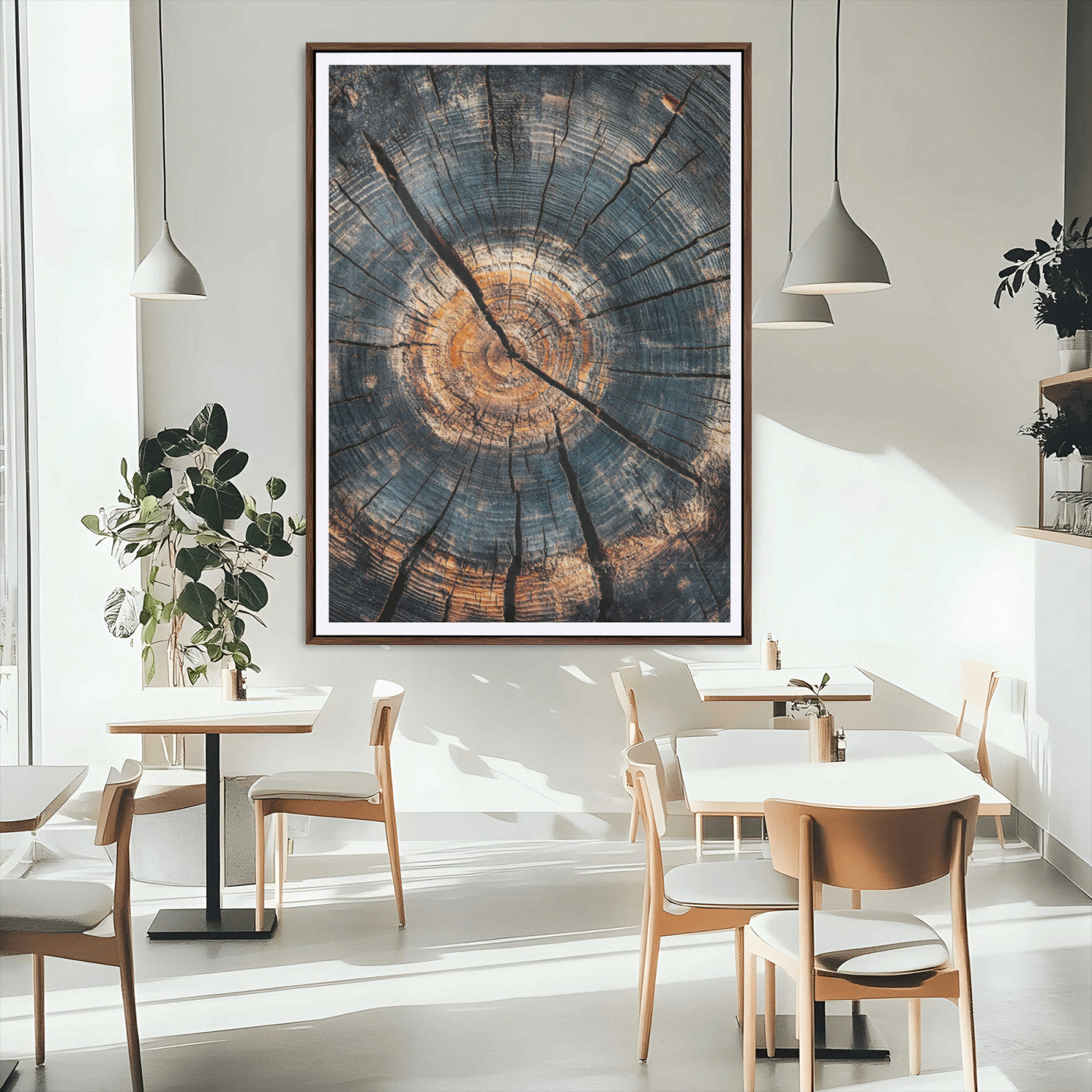 77995348-MGC-FP-24x36_Walnut-Tree Rings Wall Art Canvas Print – Framed Rustic Wood Scene with Natural Texture Artwork for Home, Office