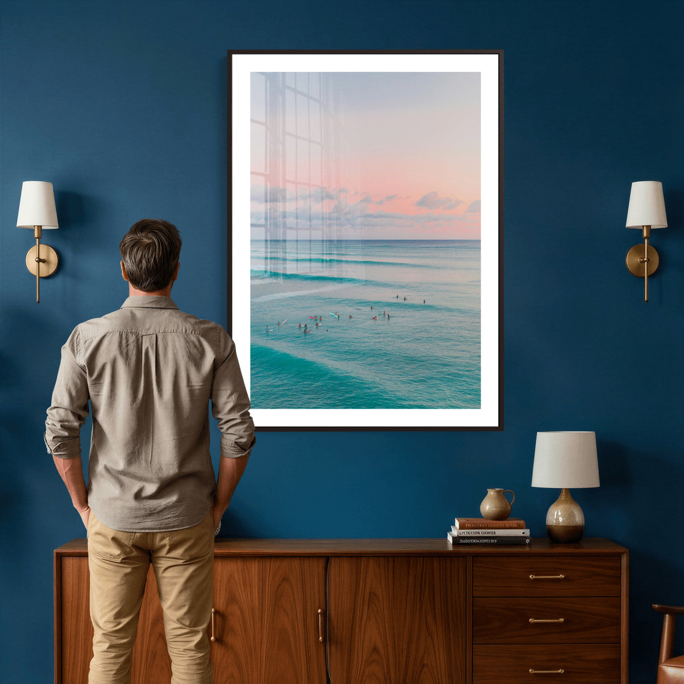 43011896-MGV-CV-24X36 - Beach Walk Wall Art Canvas Print – Soft Coastal Photography Artwork Print for Bedroom, Living Room, and Serene Home Decor