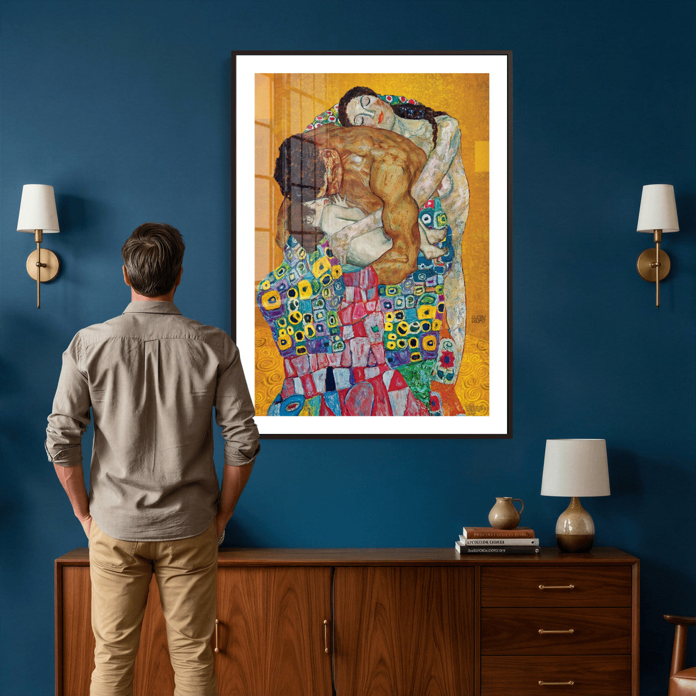 44640476-MGV-CV-24X36 - The Bride Wall Art Canvas Print – Gustav Klimt Inspired Romantic Embrace Painting