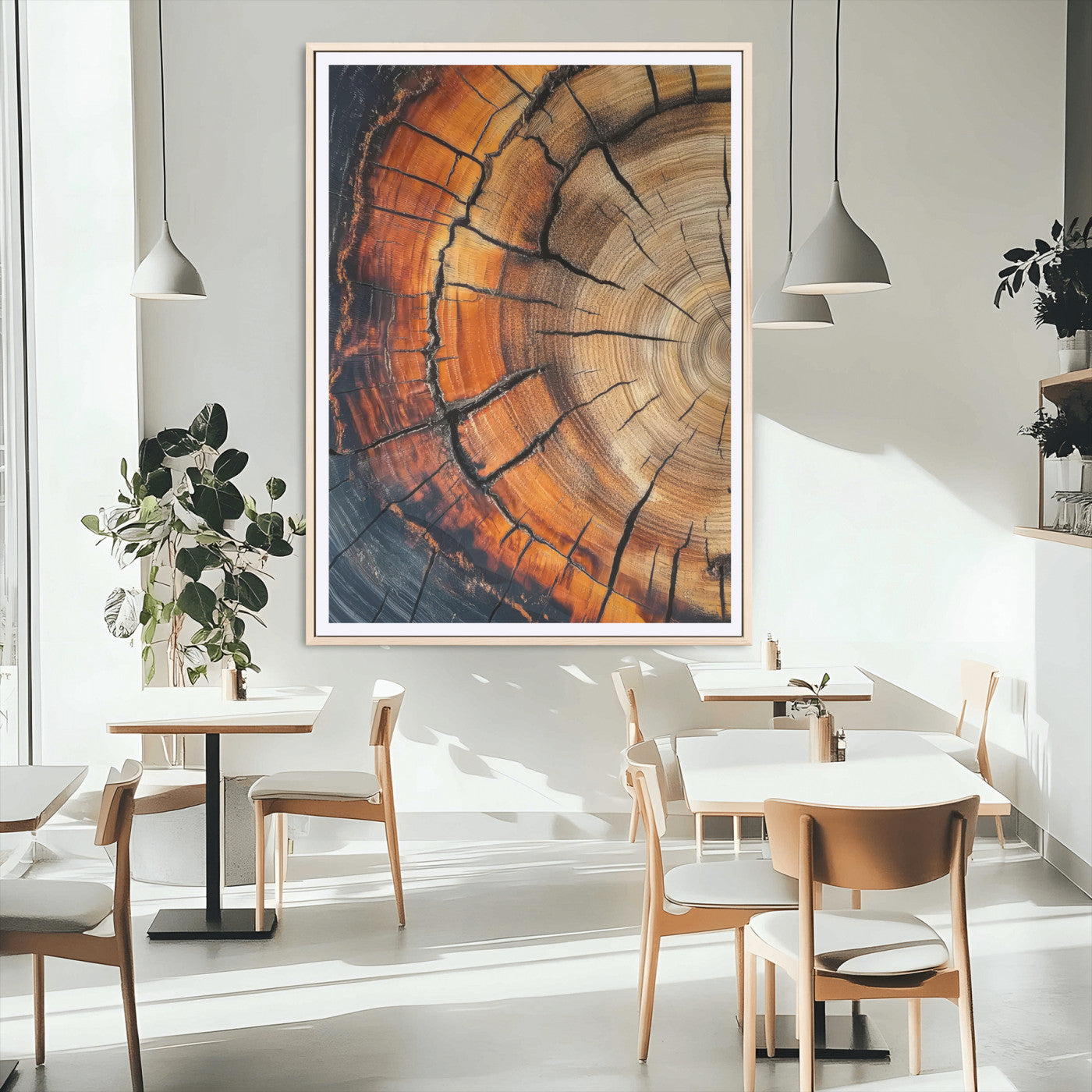 33751185-MGC-FP-24x36_Natural-Tree Rings Wall Art Canvas Print – Rustic Wood Grain Texture Natural Pattern Warm Earthy Artwork for Home Office