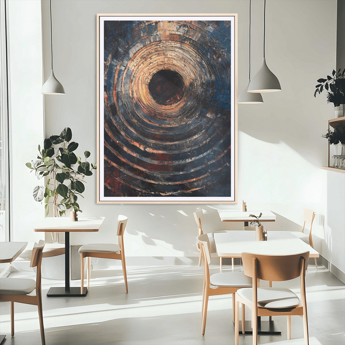 77401573-MGC-FP-24x36_Natural-Textured Spiral Wall Art Canvas Print – Framed Abstract Wooden Design Modern Artwork for Home, Office Decor