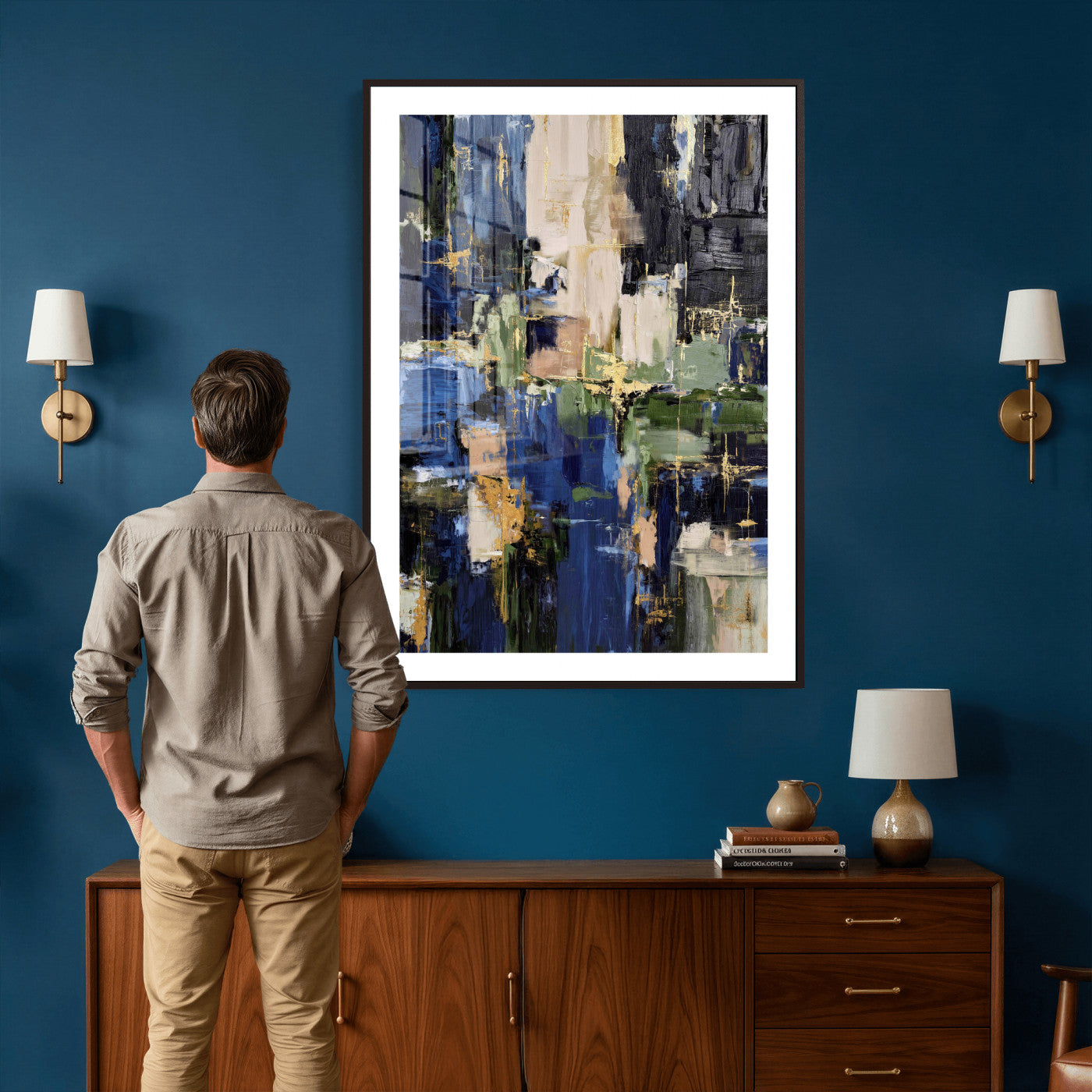 69517274-MGV-CV-24X36 - Abstract Dark Blue Wall Art Canvas Print