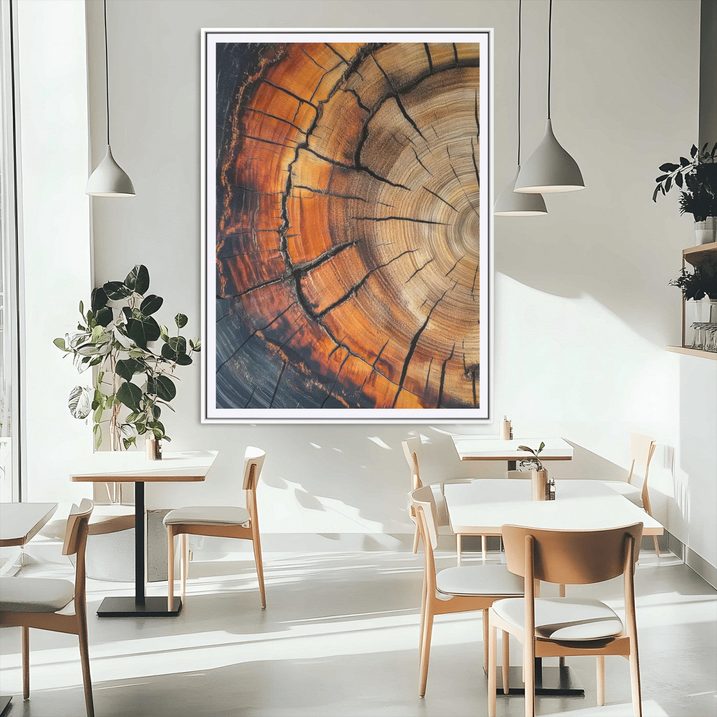 33751185-MGC-FP-24x36_White-Tree Rings Wall Art Canvas Print – Rustic Wood Grain Texture Natural Pattern Warm Earthy Artwork for Home Office