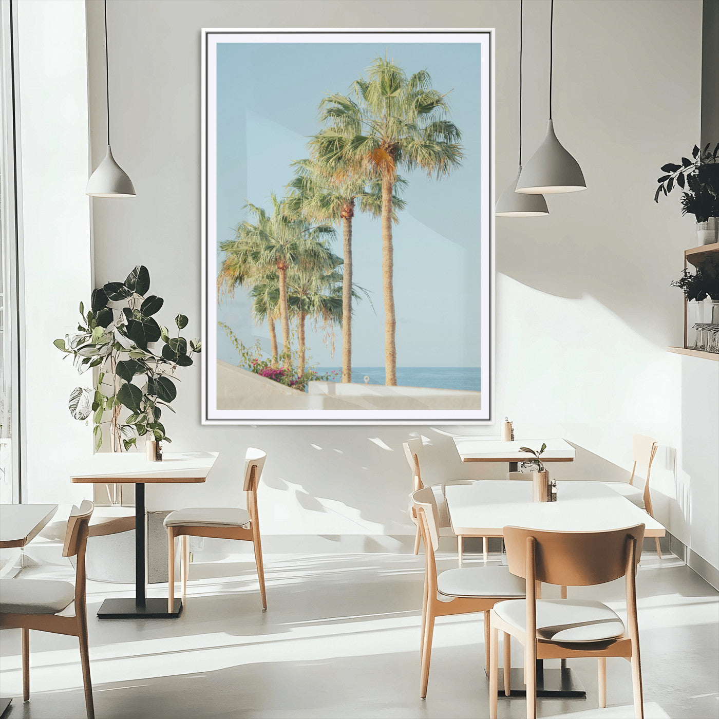 46777020-MGC-FP-24x36_White-Tropical Ocean Canvas Print – Framed Beach Coastal Nautical Wall Art Seascape Landscape Artwork for Home, Office