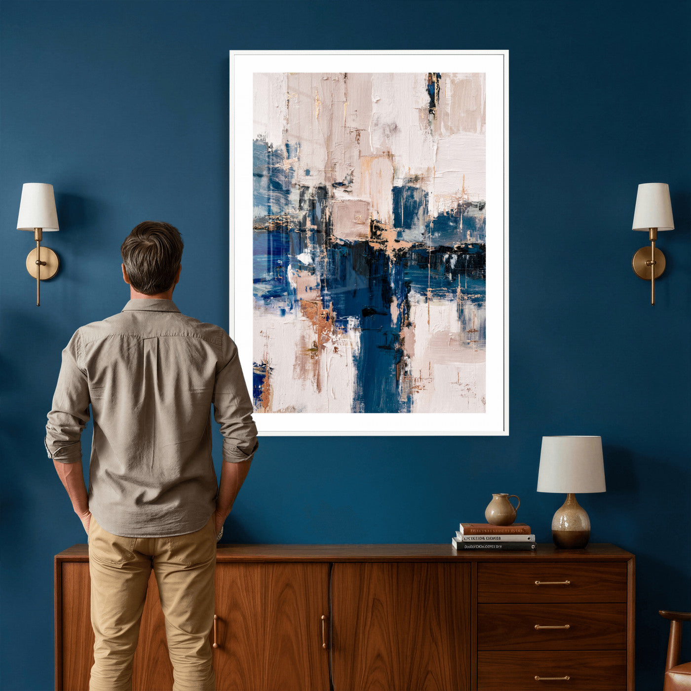 33344787-MGV-CV-24X36 - Abstract Navy Blue Wall Art Canvas Print