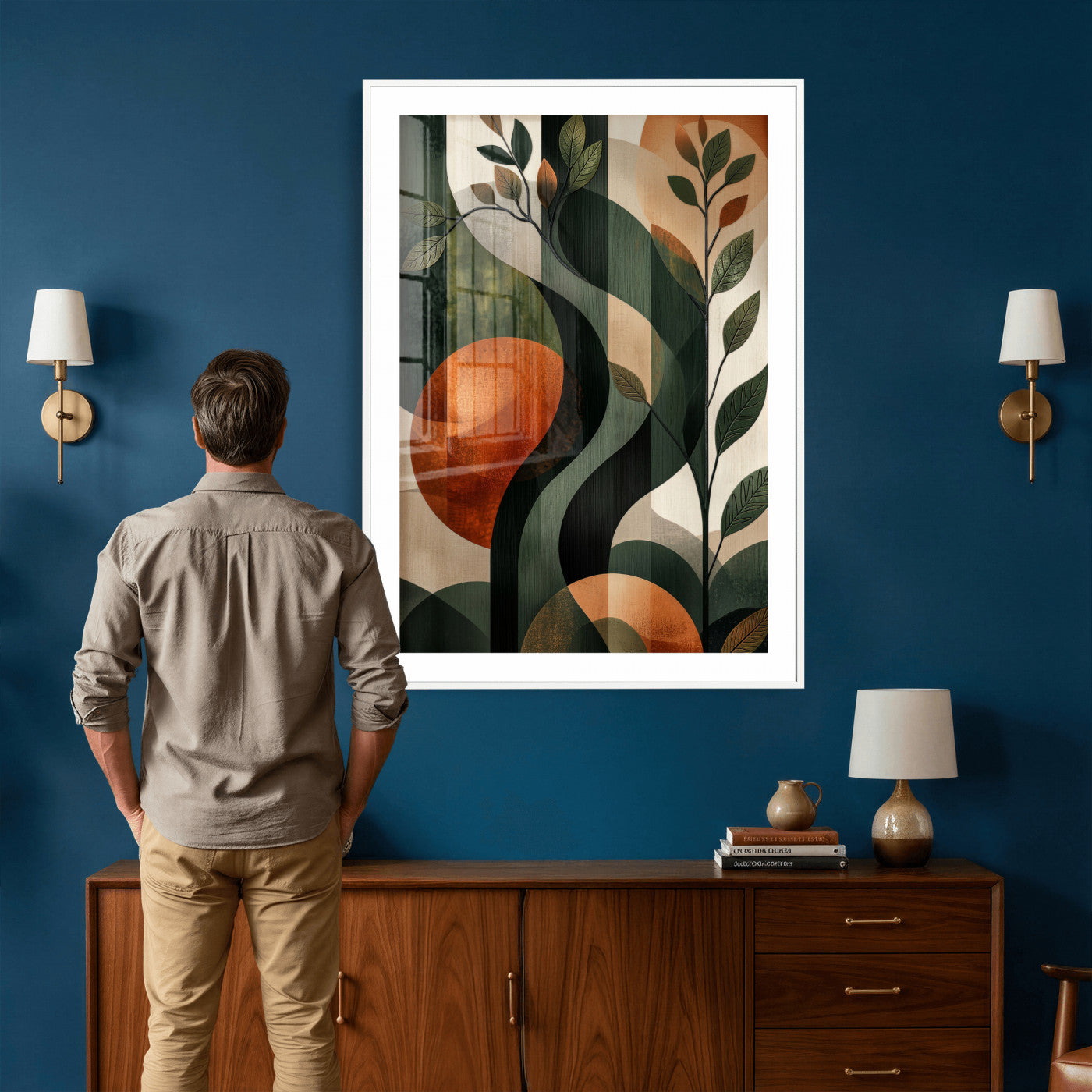 82797335-MGV-CV-24X36 - Abstract Green Flowers Wall Art Canvas Print