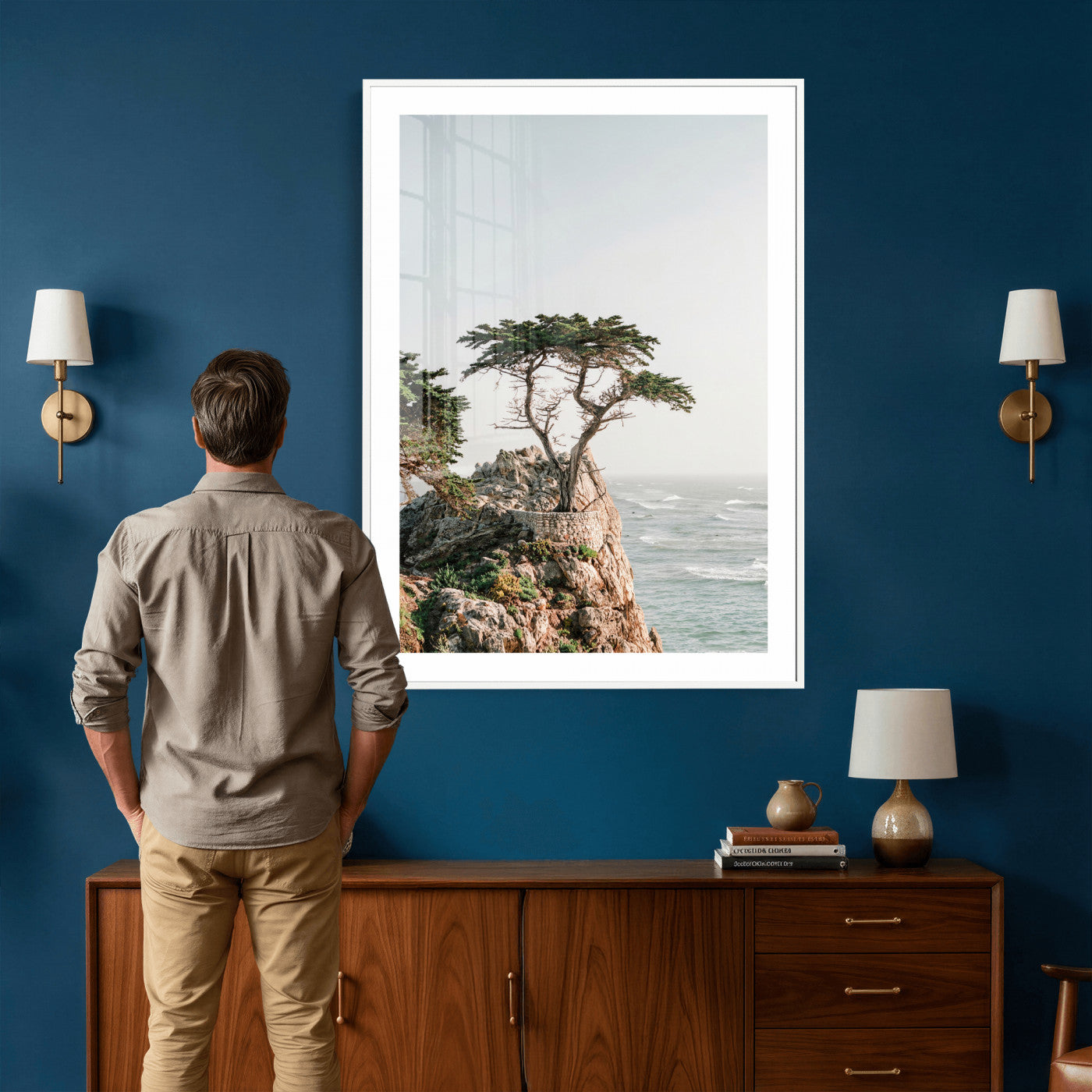 68839391-MGV-CV-24X36 - Lone Cypress Canvas Wall Art, Pebble Beach California Photography Print, Coastal Tree Ocean Decor, Monterey Nature Art, Minimalist Wall Art