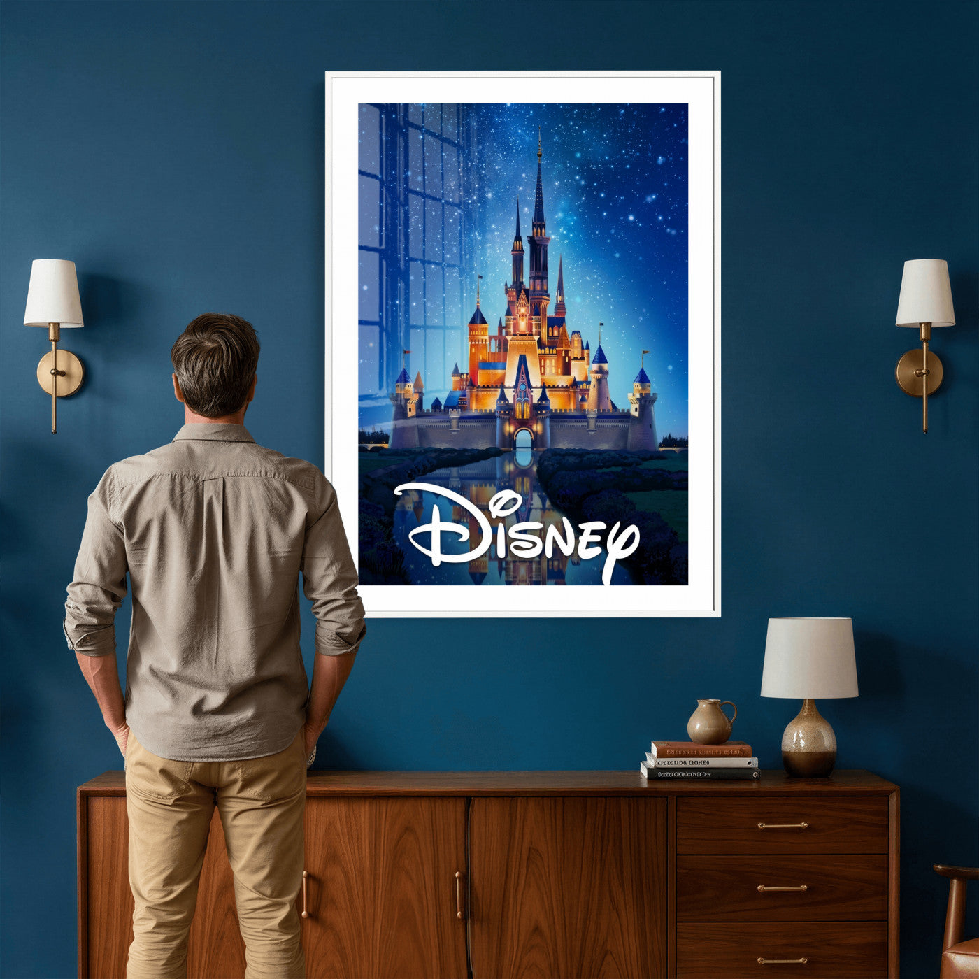 79435DS-MGV-CV-24X36 - Disney Castle Wall Art – Framed Magic Kingdom Canvas Artwork, Fairytale Design, Kids Room Fantasy Decor for Home, Office