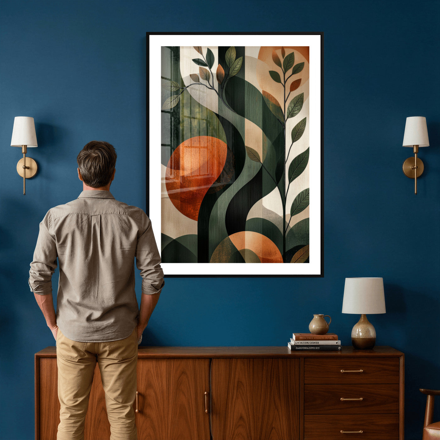 82797335-MGV-CV-24X36 - Abstract Green Flowers Wall Art Canvas Print