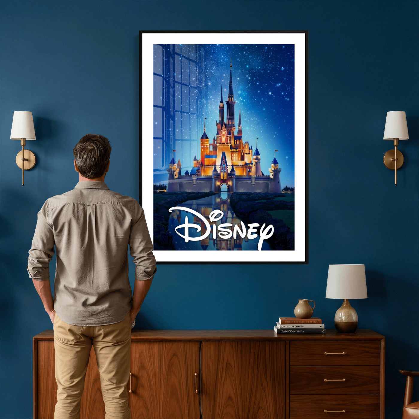 79435DS-MGV-CV-24X36 - Disney Castle Wall Art – Framed Magic Kingdom Canvas Artwork, Fairytale Design, Kids Room Fantasy Decor for Home, Office