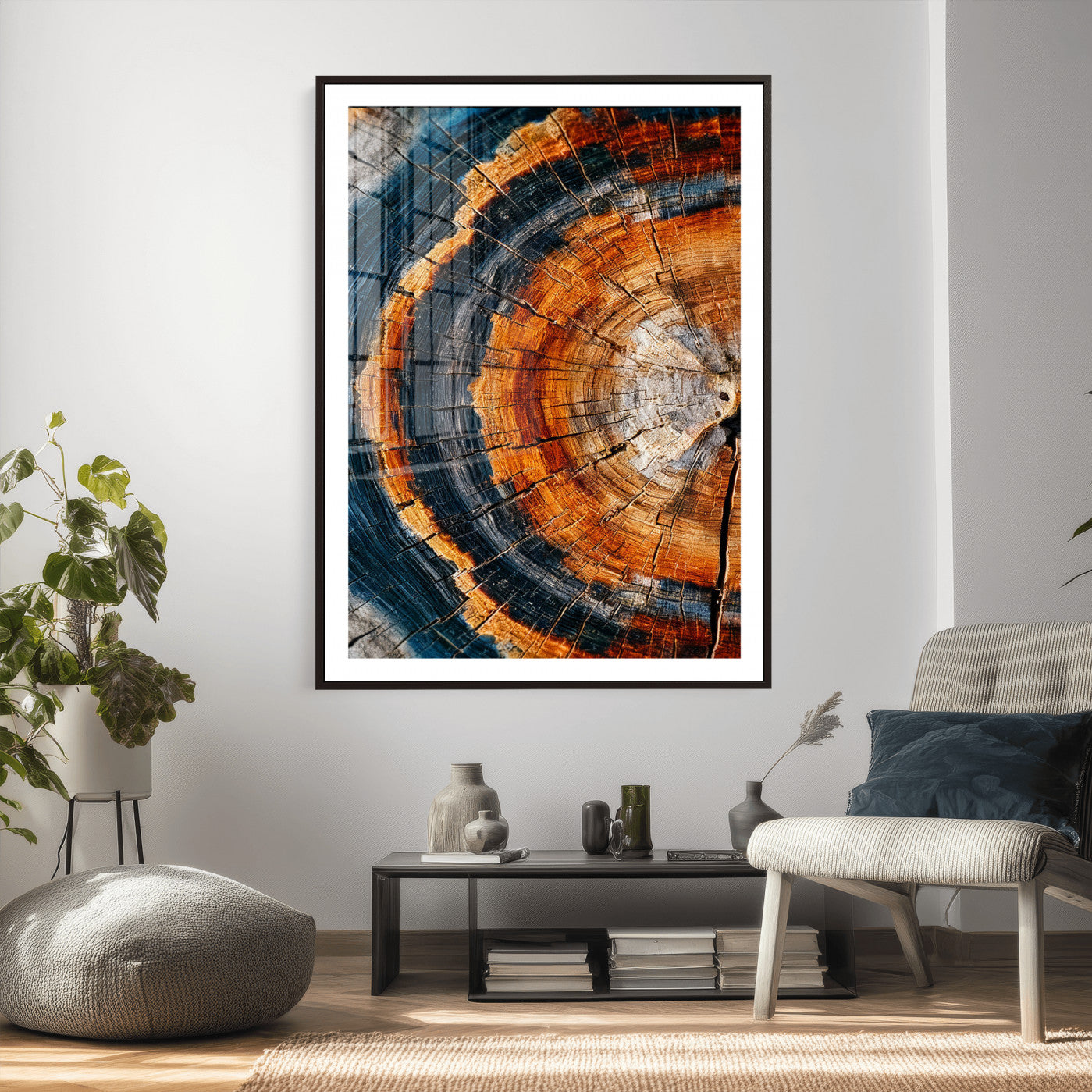 92693966C-MGV-CV-24X36 - Abstract Wood Grain Canvas Print, Tree Ring Pattern Wall Art, Framed Canvas Ready to Hang