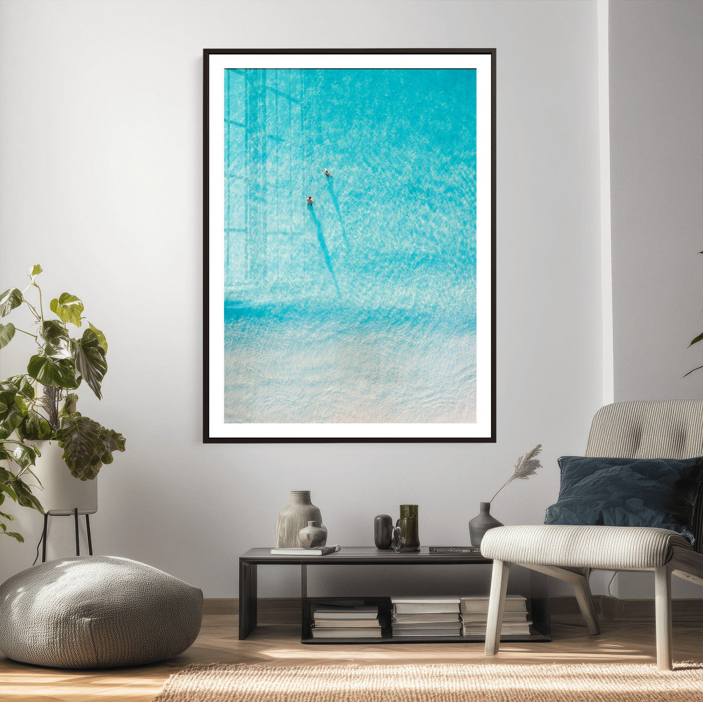 10632757-MGV-CV-24X36 - Aerial Turquoise Beach Wall Art Canvas Print – Minimal Coastal Ocean Photography Artwork Print for Living Room, Bedroom, and Modern Home Decor