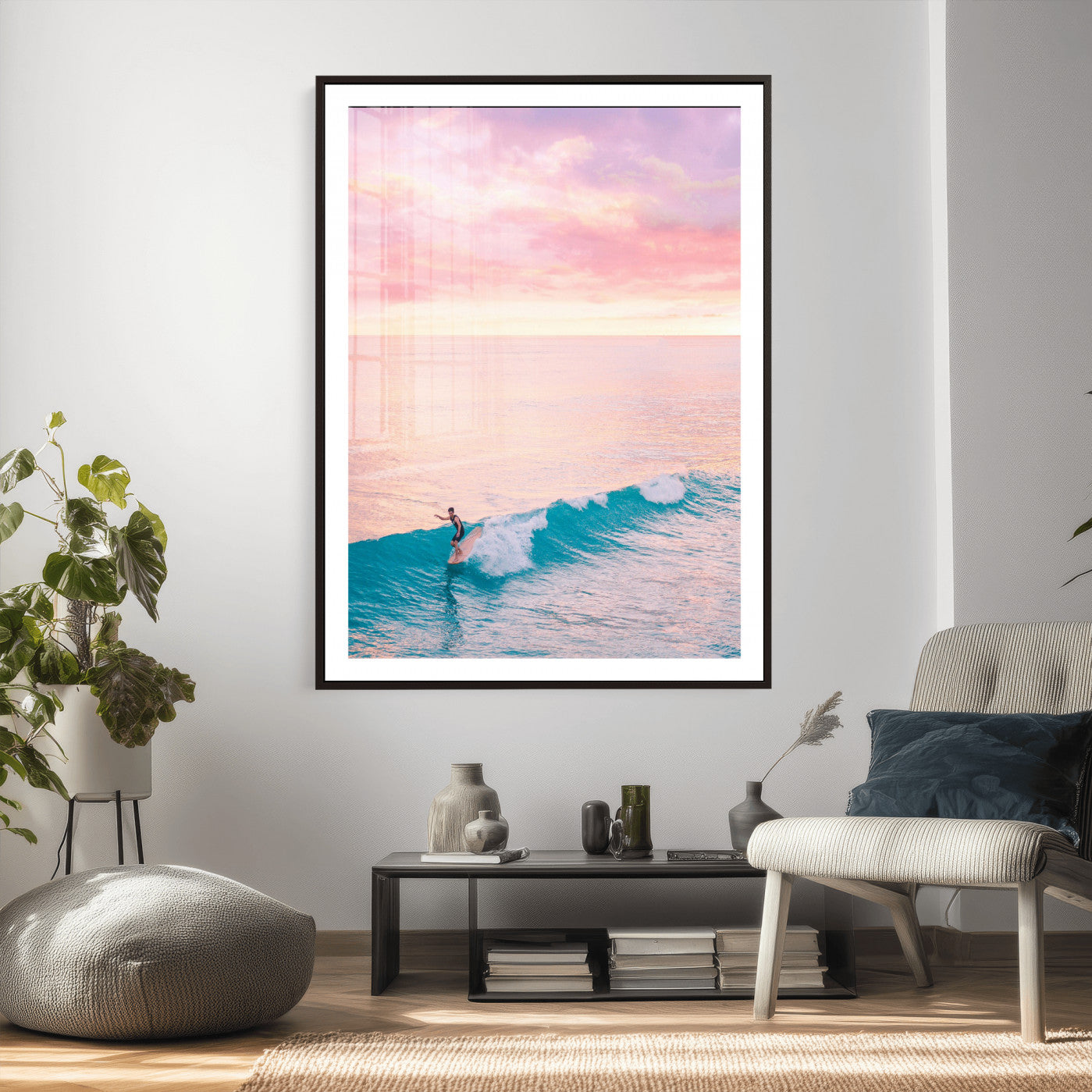 44011962-MGV-CV-24X36 - Sunset Surf Wall Art Canvas Print – Coastal Ocean Photography Artwork Print for Living Room, Beach House, and Relaxing Home Decor