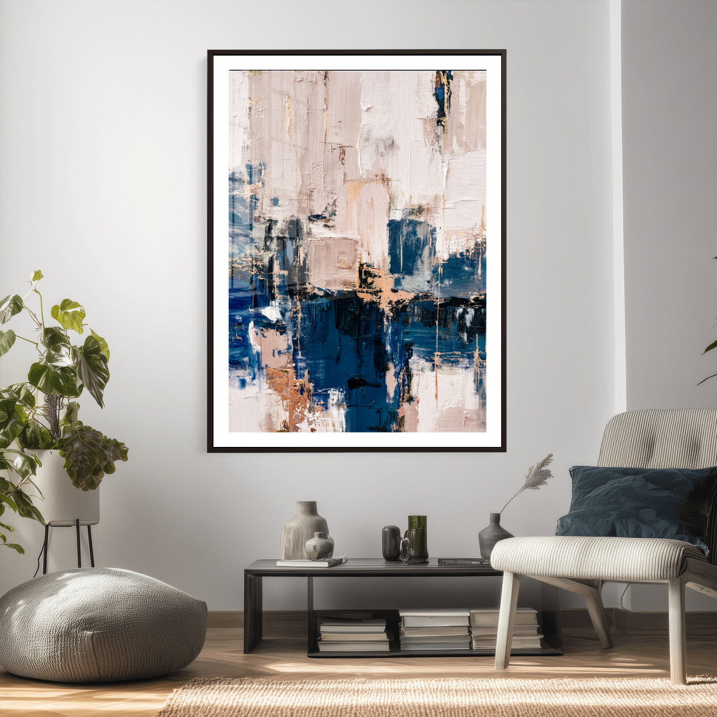 33344787-MGV-CV-24X36 - Abstract Navy Blue Wall Art Canvas Print