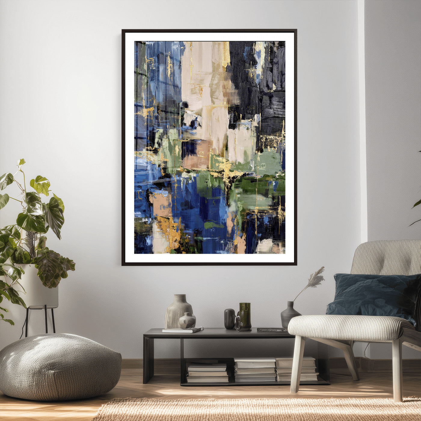 69517274-MGV-CV-24X36 - Abstract Dark Blue Wall Art Canvas Print
