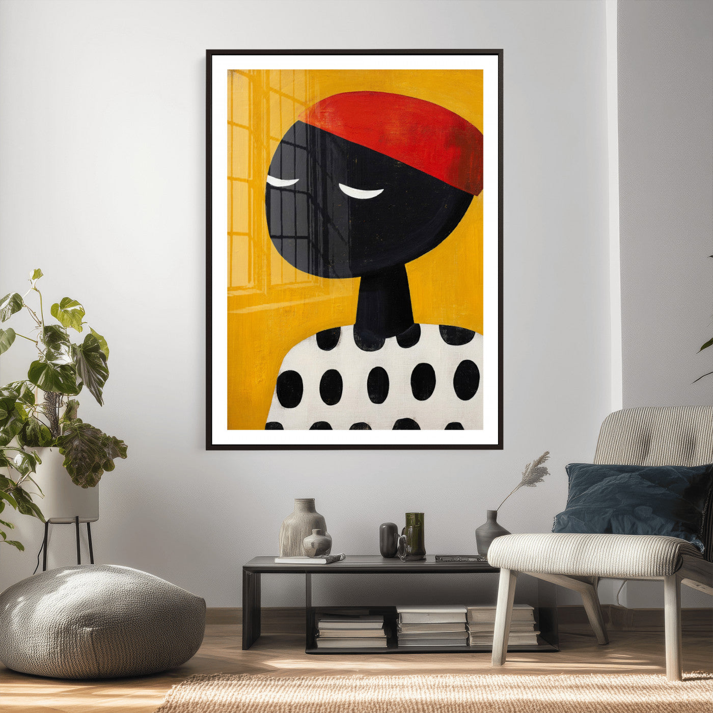 89224103-MGV-CV-24X36 - Abstract Portrait Wall Art Canvas Print, Framed Modern Figurative Artwork, Minimalist Contemporary Statement Wall Decor