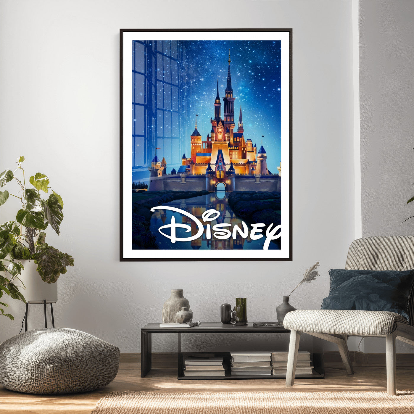 79435DS-MGV-CV-24X36 - Disney Castle Wall Art – Framed Magic Kingdom Canvas Artwork, Fairytale Design, Kids Room Fantasy Decor for Home, Office