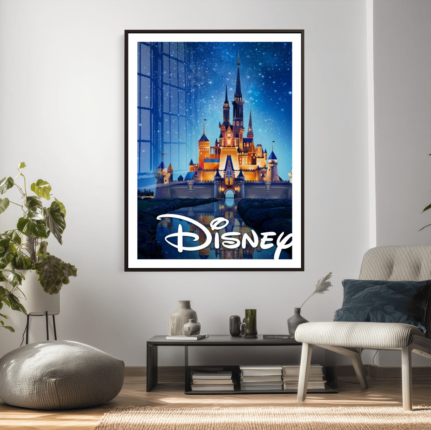79435DS-MGV-CV-24X36 - Disney Castle Wall Art – Framed Magic Kingdom Canvas Artwork, Fairytale Design, Kids Room Fantasy Decor for Home, Office