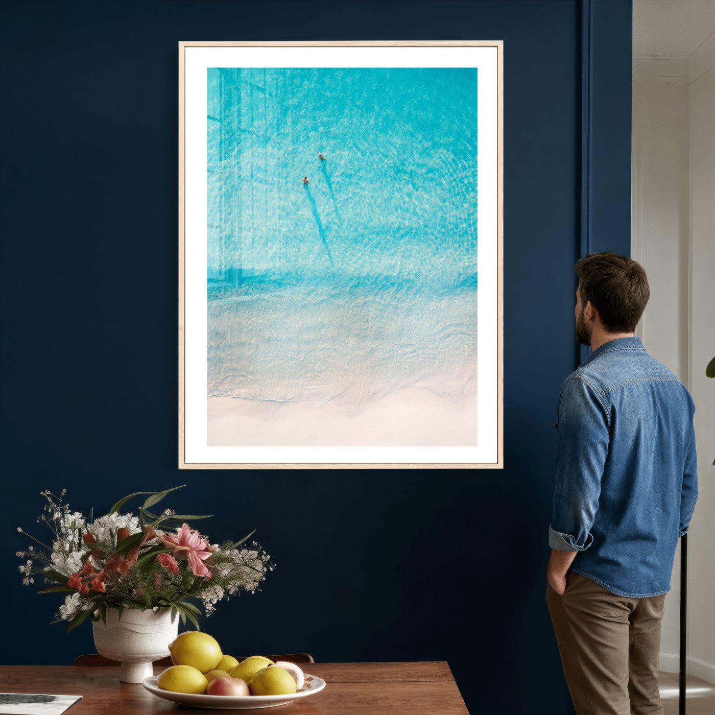 10632757-MGV-CV-24X36 - Aerial Turquoise Beach Wall Art Canvas Print – Minimal Coastal Ocean Photography Artwork Print for Living Room, Bedroom, and Modern Home Decor